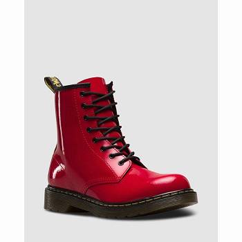 Dr Martens 1460 Patent Kožené Lace Up - Cervene Cizmy Detske, D418SK